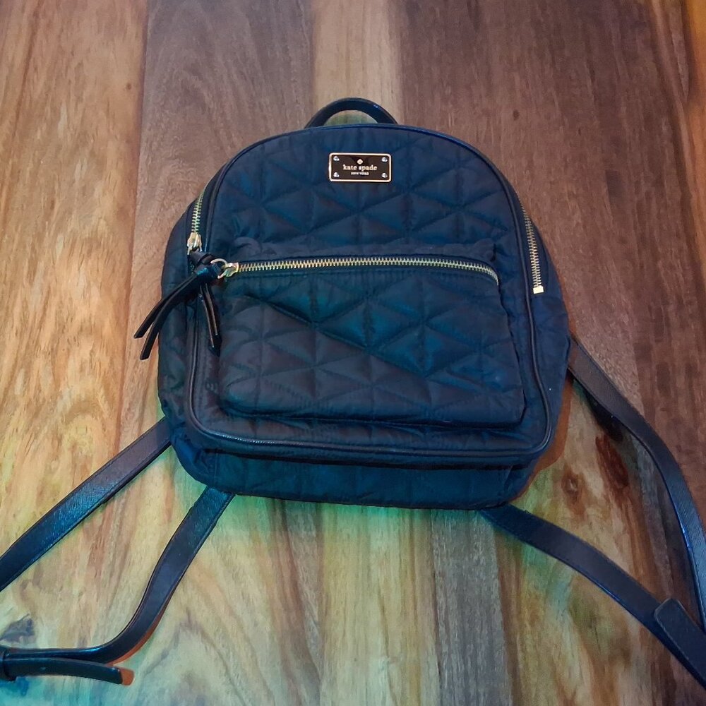 Kate Spade Tilly Quilted Black Backpack – Gold Hardware & Accents, Large Nylon